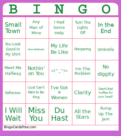 Music Bingo Card