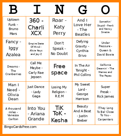 Music Bingo Card