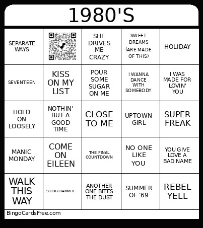 Music Bingo Card