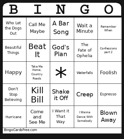 Music Bingo Card 2