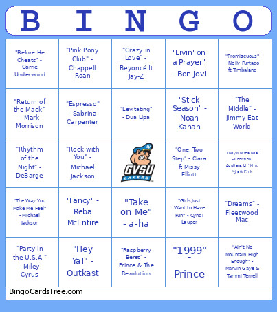 Music Bingo Card