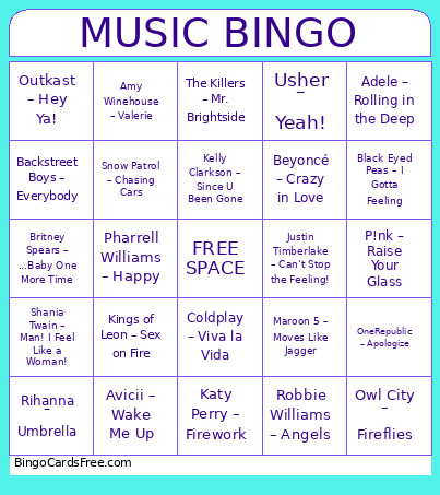 Music Bingo Card