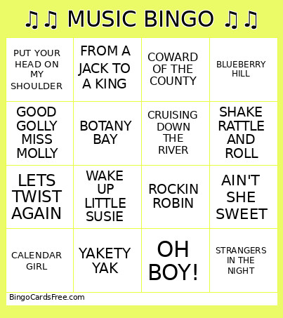 ♫♫ MUSIC ♫♫ Bingo Card