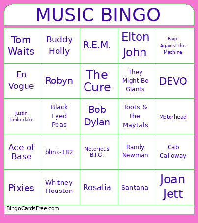 MUSIC Bingo Card