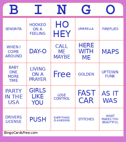 Music Bingo Card