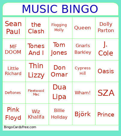 MUSIC Bingo Card