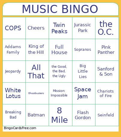 MUSIC Bingo Card