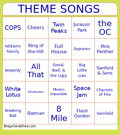Music Bingo Card