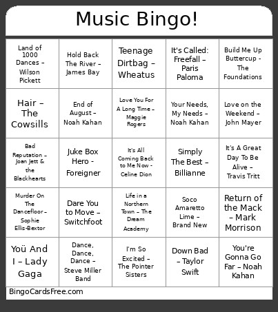 Music ! Bingo Card