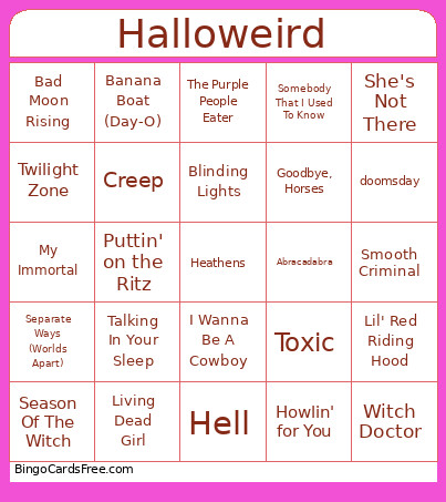 Music Bingo Card