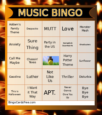 Music Bingo Card 2