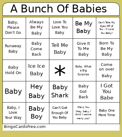 Music A Bunch Of Babies Bingo Card