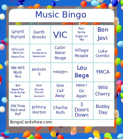 Music -Brewery Bingo Card