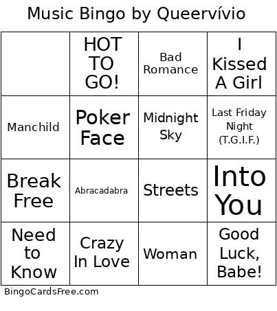 Music By Queervívio Bingo Card