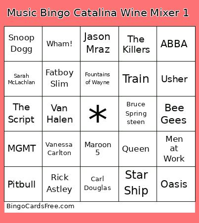 Music Bingo Catalina Wine Mixer 1