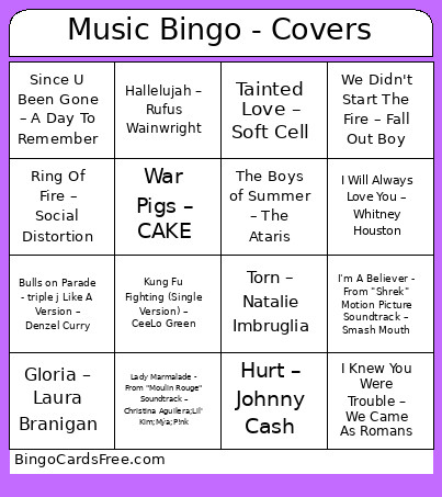 Music - Covers Bingo Card