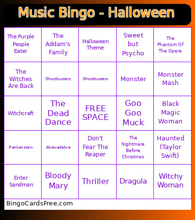 Music - Halloween Bingo Card