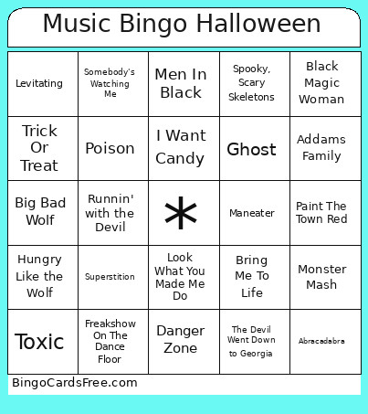 Music Halloween Bingo Card