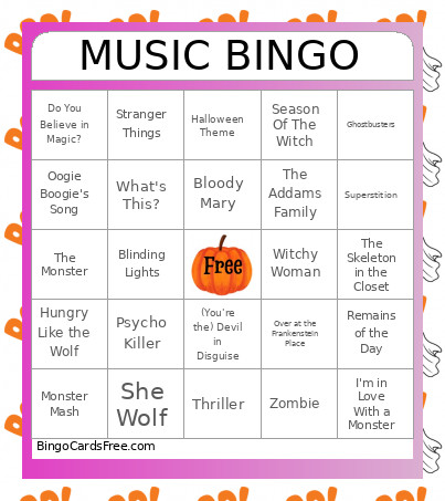 Music Halloween Bingo Card