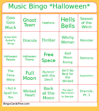 Music *HALLOWEEN* Bingo Card