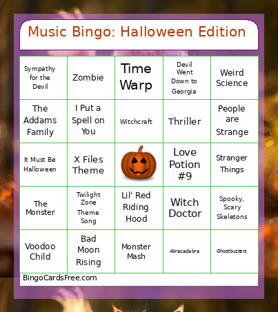 Music : Halloween Edition Bingo Card