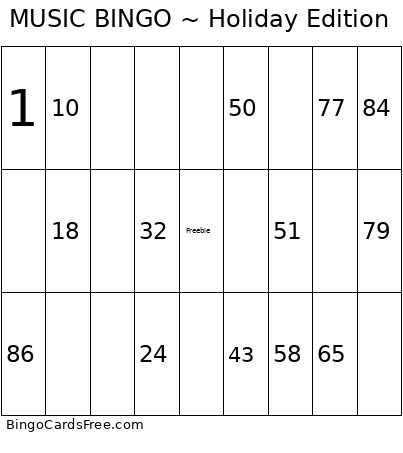 MUSIC ~ Holiday Edition Bingo Card