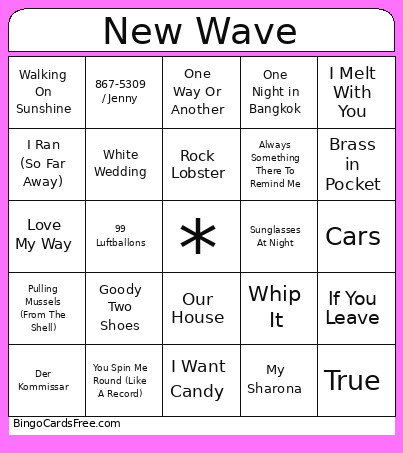 Music New Wave Bingo Card