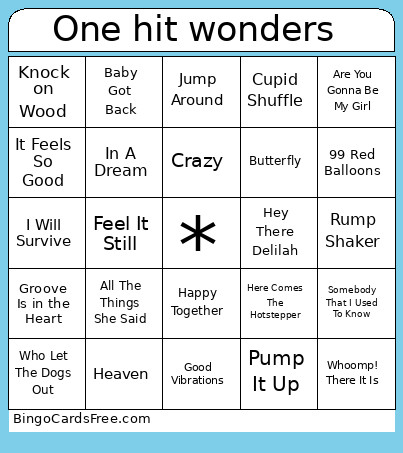 Music One Hit Wonders Bingo Card