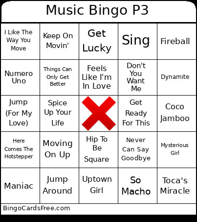 Music P3 Bingo Card