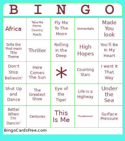Music Pt.2 Bingo Card