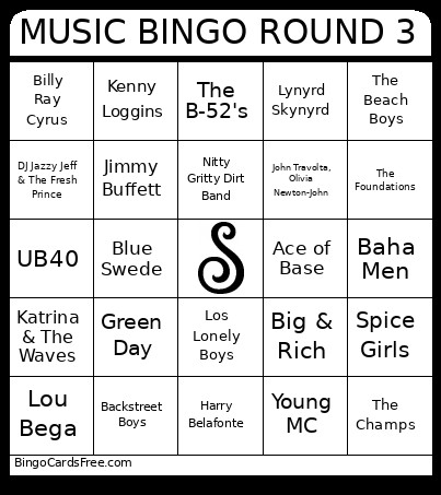 MUSIC ROUND 3 Bingo Card
