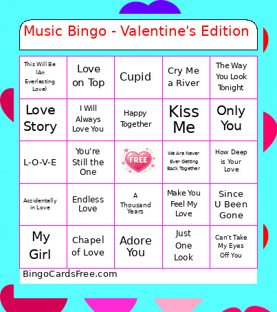 Music - Valentine's Edition Bingo Card