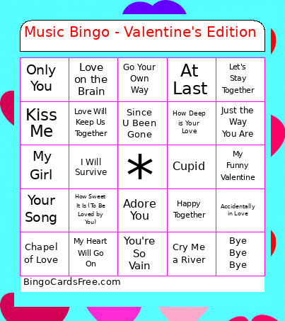 Music - Valentine's Edition Bingo Card 2