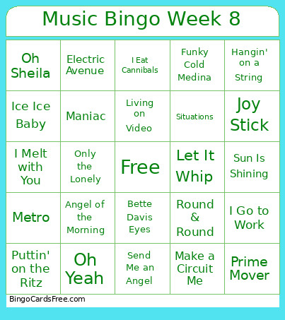 Music Week 8 Bingo Card