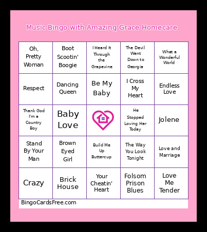 Music With Amazing Grace Homecare Bingo Card