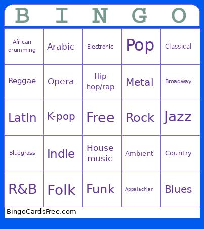 Music Genre Bingo