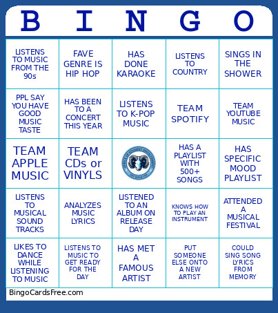 Music Icebreaker Bingo Card