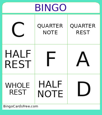 MUSIC NOTES Bingo Card
