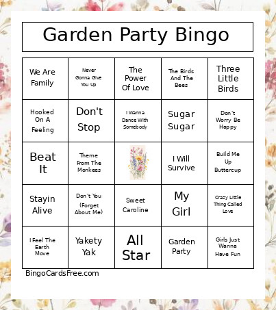 Music Through The Decades 1950's - 1990's Bingo Card
