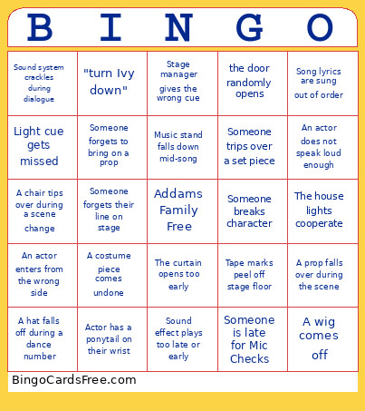 Musical Bingo Card