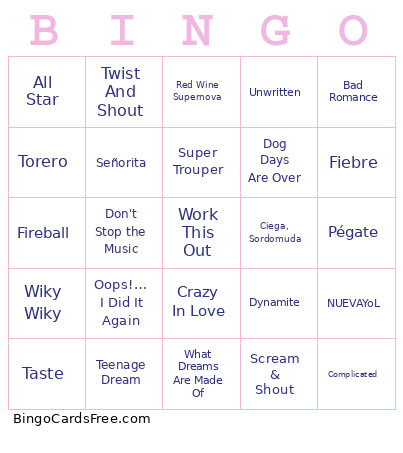MUSICAL Bingo Card