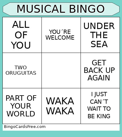 MUSICAL Bingo Card