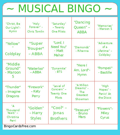 ~ MUSICAL ~ Bingo Card