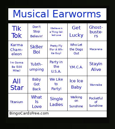 Musical Earworms Bingo