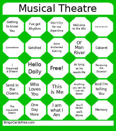 Musical Theatre Bingo Card