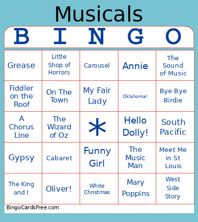 Musicals Bingo Card