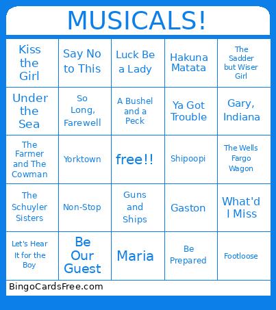 MUSICALS! Bingo