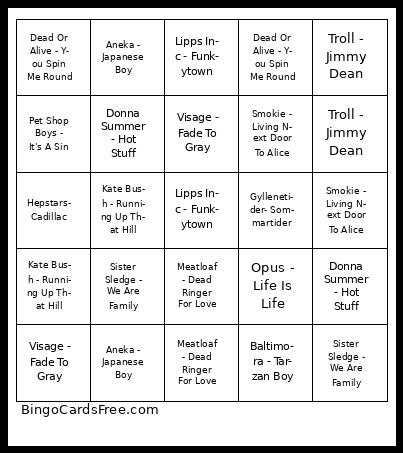 Musik Bingo Cards Free Pdf Printable Game, Title: 
