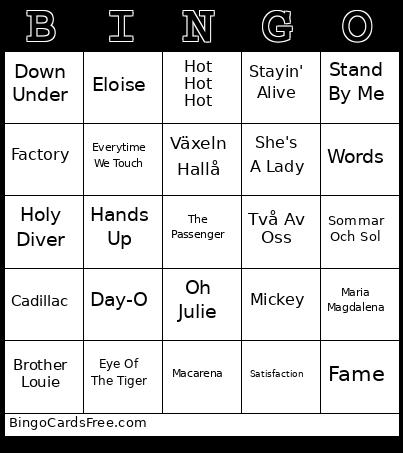 Musik Bingo Cards Free Pdf Printable Game, Title: BINGO