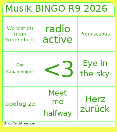 Musik R9 2026 Bingo Card